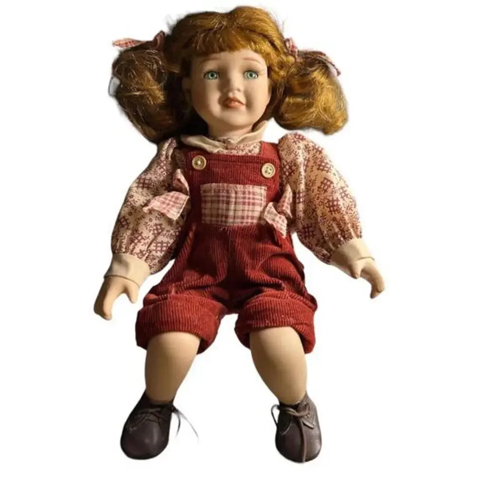 Heritage Signature Collection Sitting Porcelain Doll #12231 RED CORDUROY